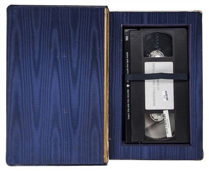 1995 Kareem Abdul-Jabbar Naismith Basketball Hall Of Fame Enshrinement VHS Video In Leather Book Display (Abdul-Jabbar LOA)